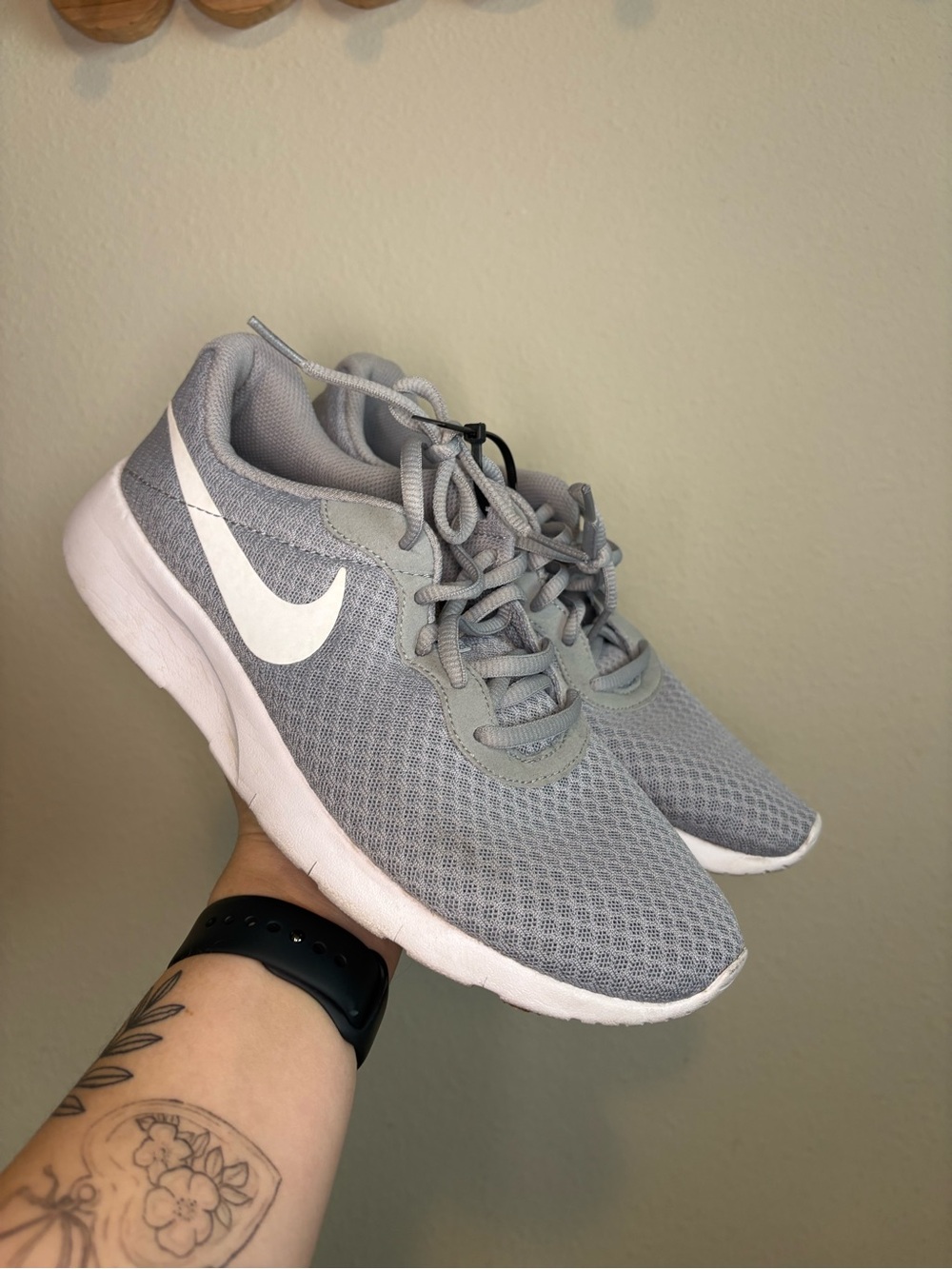 Nike Light Gray Mesh Women's Running Sneakers with White Swoosh